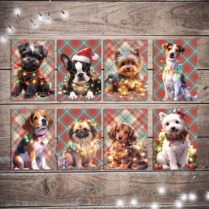 Remaches de tarjetas de tartán para perros de Navidad para fabricación de tarjetas y álbum de recortes, efímeros - Imagen 1 de 1