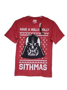 Star Wars Men's T Shirt Medium Red "Have a Holly Jolly Sithmas" Darth Vader - Picture 1 of 7