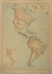 AMERIKA Nordamerika große Orig. Hartleben LANDKARTE um 1910 England Kolonien  - Bild 1 von 8