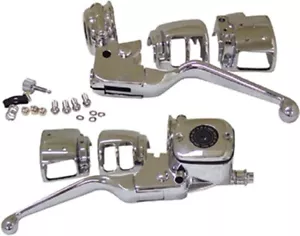 Chrome Handlebar Control Kit 11/16" Dual Disc For 96-06 Harley 44736 - Foto 1 di 1