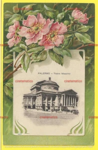 cartolina liberty con rose Pink a rilievo di PALERMO Teatro Massimo - primi '900 - Imagen 1 de 2