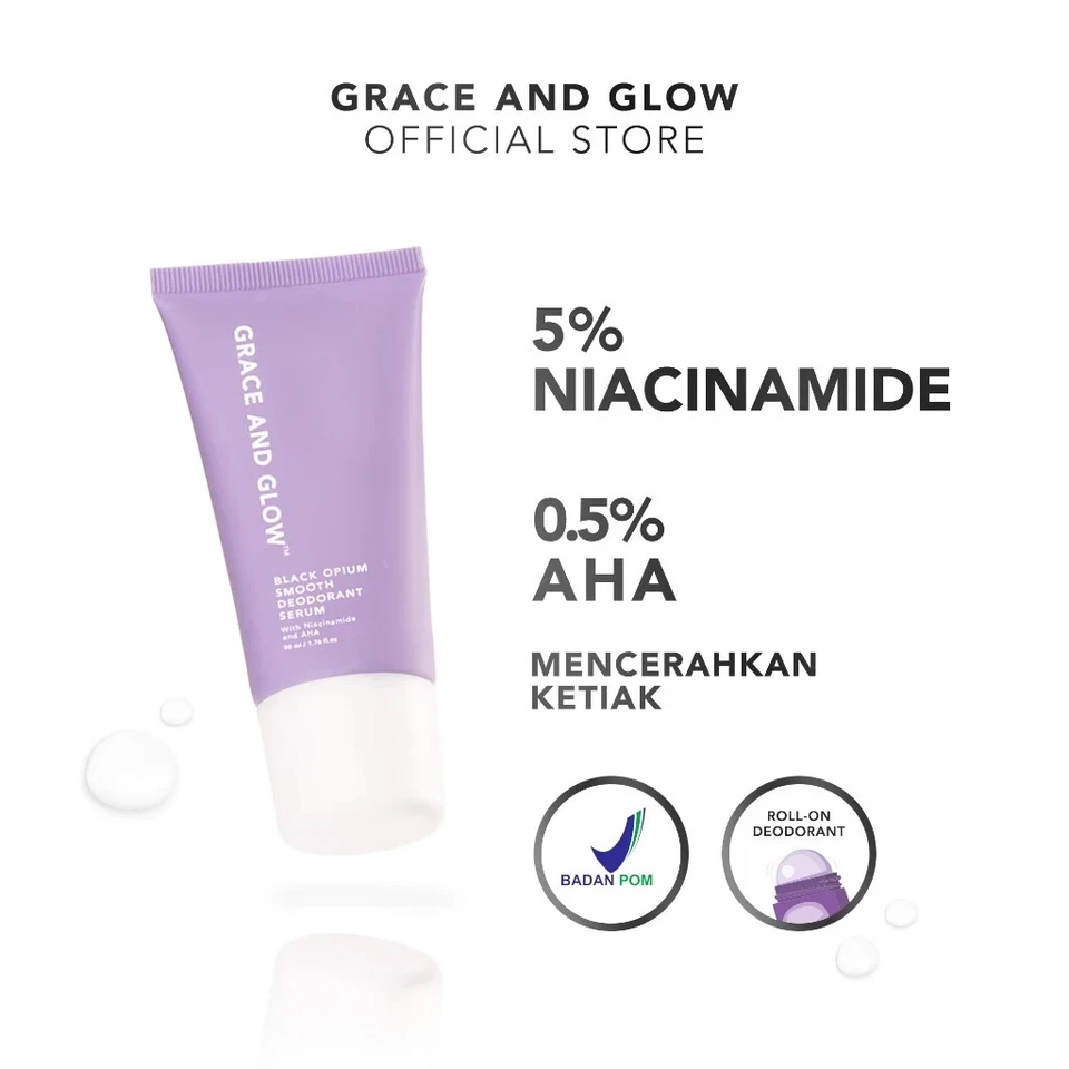 Grace and Glow Black Opium (11/2027) Smooth Deodorant Serum Roll On for Whitenin