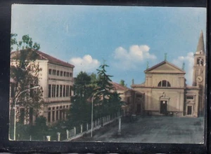 Cartolina Papozze Piazza Chiesa S. Carlo EF155 - Imagen 1 de 1