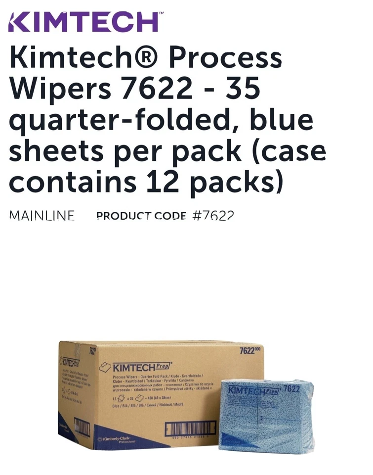 KIMTECH 7622 Wipers Quarter-folded 420 Sheets total  12 X 35 Wiper Per Pack - Image 1 of 1