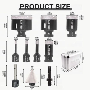 Diamond Drilling Bit Set for Ceramic Granite Tile Hole Saw Cutter Tool 10pcs/Box - Picture 1 of 11