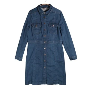 Marks & Spencer Jeanskleid Gr. UK 14 Blau Western Knopfleiste Knielang - Bild 1 von 10