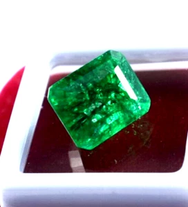Zertifizierter natürlicher 8-10 kt grüner Smaragd im Smaragdschliff loser Edelstein für Schmuck - Bild 1 von 4