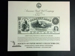 Tarjetas de recuerdo sin BEP: International Papel Money Conv. 1979, Memphis TN (ABN) - Imagen 1 de 2
