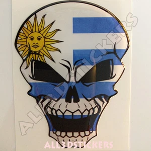 Pegatina Bandera Uruguay Calavera Adhesiva Calcomanía Resina Cúpula Coche Moto Tablet Laptop 3D - Imagen 1 de 3