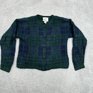 Vintage Express Strickjacke Pullover Damen XS blau grün handgestrickt Grobstrick Grandpacore - Bild 1 von 19