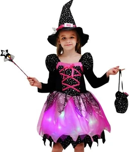 Girls Light up Witch Costume 5 STYLES Halloween Dress Up pretend play 10/12 Lg - Picture 1 of 3