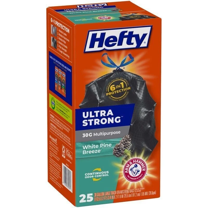 Hefty Ultra Strong Large Trash Garbage Bags 30 Gallon, 25pc Pine Breeze - Image 1 of 1