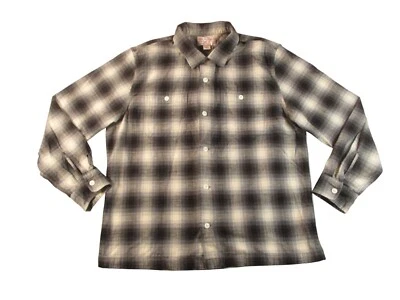 Filson Elk Heights Camp Shadow Plaid Flannel Shirt Men Large Black Brown Loop - Image 1 of 4