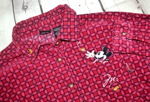 MICKEY UNLIMITED Disney Vintage Langarm Cordhemd mit Knopfleiste LARGE rot - Bild 1 von 6