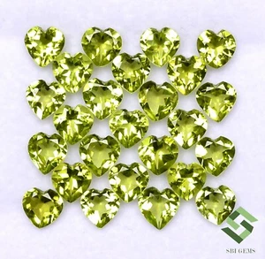 4 mm To 6 mm Natural Peridot Heart Shape Cut Lot 10 Pcs Calibrated Gemstones - Picture 1 of 6