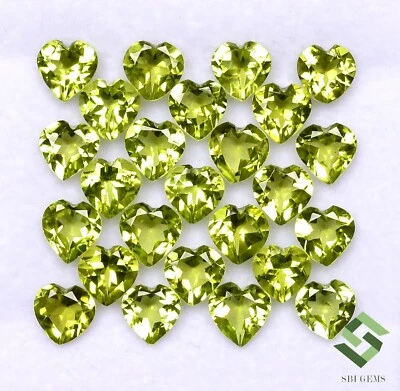 4 mm To 6 mm Natural Peridot Heart Shape Cut Lot 10 Pcs Calibrated Gemstones - Image 1 of 4
