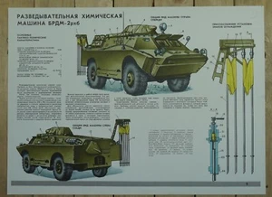 Authentic Soviet Russian Army Military Poster BRDM Chemical Armored Vehicle - Picture 1 of 6