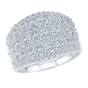 1.5 Ct Round Cut Celebrity Glamour Natural Diamond 14K White Gold Cocktail Ring - Picture 1 of 6