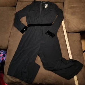 NEW Madewell Velvet-Trimmed Jumpsuit Women's Size 0 $158 MSRP 51" LENGTH - Picture 1 of 17