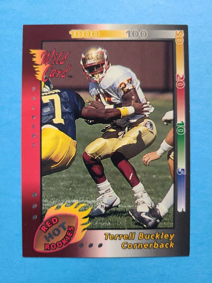 TERRELL BUCKLEY 1992 WILD CARD RED HOT ROOKIES FOOTBALL CARD # 5 F0013 - Image 1 of 1