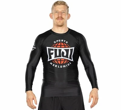 Protector contra erupciones Fuji Retro MMA BJJ Jiu Jitsu manga larga LS - negro rojo Foto 1 de 4