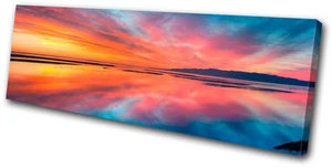 Sunset Seascape Beautiful SINGLE CANVAS WALL ART Picture Print VA - Picture 1 of 1