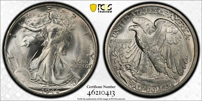 1946-S Walking Liberty Silver Half Dollar PCGS MINT STATE 64 MS 64 CAC Walker - Image 1 of 4