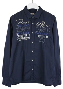 CAMP DAVID Regular Fit Shirt Men's MEDIUM Logo Button Up Blue Spread Collar - Picture 1 of 8