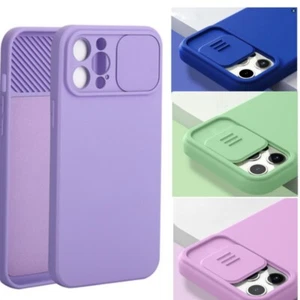 For iPhone 14 13 12 Pro Max 11 X XR 8 Slide Camera Protector Silicone Case Cover - Picture 1 of 19