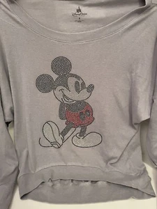 Disney Parks Mickey Mouse Rhinestone Long Sleeve Shirt Small Preowned - Picture 1 of 7