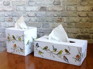 Wooden Tissue Box Cover. Birds Decoration Napkins Box Holder. Spring décor. - Picture 1 of 11