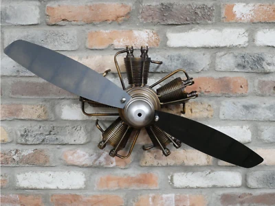 Cilindro de hélice de avión motor estilo vintage adorno de pared metal 76 cm Foto 1 de 3