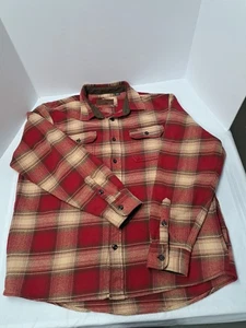 Orvis Mens Heavy Flannel Shirt Shacket ~ Red Plaid Check 100% Cotton Size XLarge - Picture 1 of 17