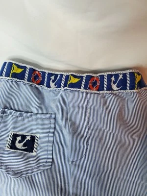 Pantalones a rayas azules vintage Health Tex para bebés niños Seersucker Boat Estados Unidos náutico 18 m Foto 1 de 4