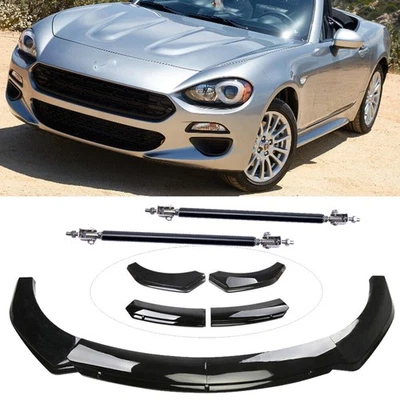 For Fiat 124 Spider 2017-2020 Front Bumper Lip Spoiler With Gloss Black Body Kit - Image 1 of 4