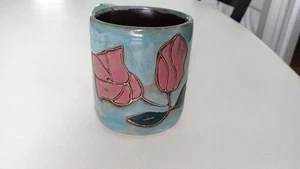 Schöne Mara handgefertigte schwere Steinzeug Kaffeetasse signiert Design von Mara Mexiko - Bild 1 von 7