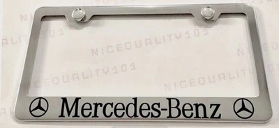 Mercedes Benz AMG Stainless Steel License Plate Frame Rust Free W/ Bolt Caps - Image 1 of 3