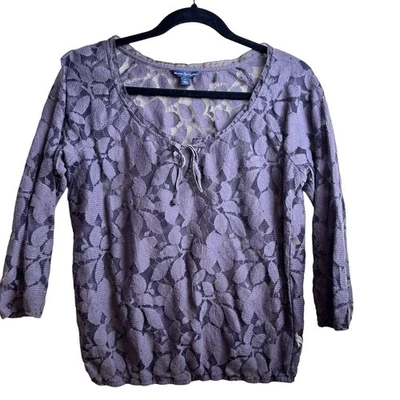 Blusa Camponesa American Eagle Renda Floral Top Feminina Tamanho Pequeno Romântica Cottagecore - Imagem 1 de 4