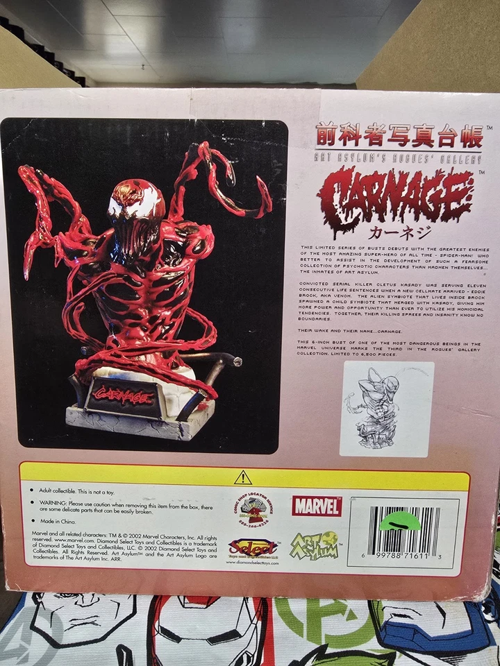 Marvel Carnage 2002 Art Asylum Rogues' Gallery Resin Bust Diamond Select - Image 1 of 4