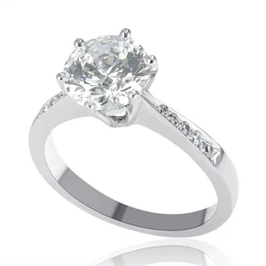 2.35 CT H/SI2 Genuine Round Cut Diamond Engagement Ring 14K White Gold - Picture 1 of 5
