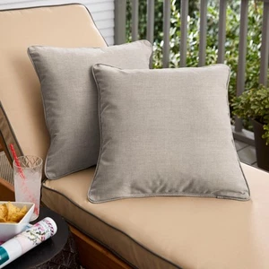 Sunbrella Cast Silver Corded Indoor/ Outdoor Pillow Set (Set - Picture 1 of 19