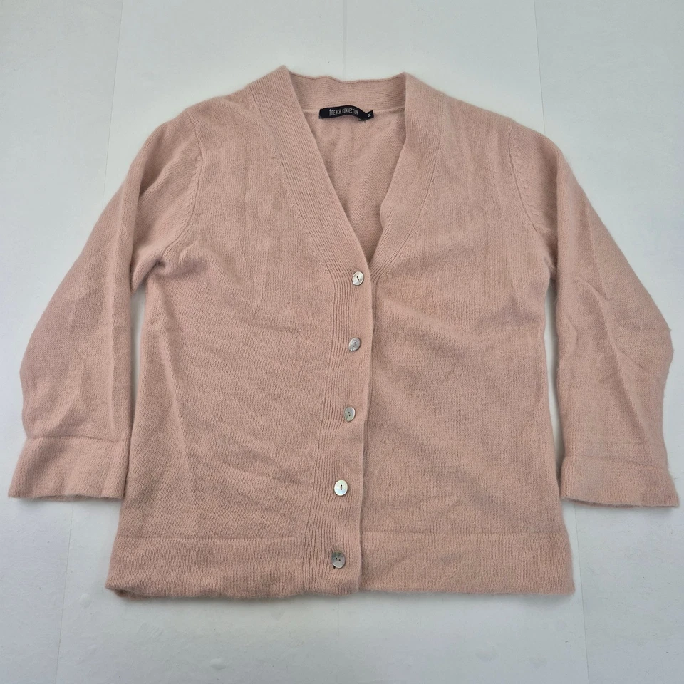 Cárdigan FRENCH CONNECTION Rosa Medio Mujer Corderos Lana Angora Mezcla Relajado - Imagen 1 de 4