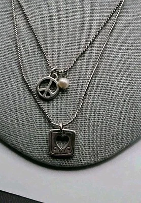 Brighton Heart Peace Gratitude 正品珍珠分层项链 15" 2" 扩展器 — 第 1/4 张图片