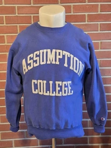 Assumption College Vintage Champion Reverse Weave Sweatshirt Large blau Made USA - Bild 1 von 14