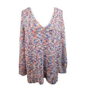 Lou & Grey Loft mehrfarbig gesprenkelt Metallic V-Ausschnitt Langarm Pullover XL neu mit Etikett - Bild 1 von 5