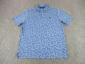 Polo Ralph Lauren Polo Shirt Mens Medium Blue Floral Print Short Sleeve Summer - Picture 1 of 9