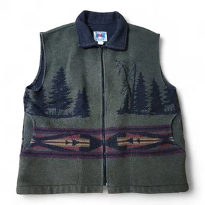 Vintage Wooden River Herren XL Weste Wollmischung Elch Indianer Made In USA - Bild 1 von 6