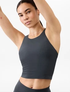 NEW! Athleta Purpose Crop Sports Bra L Large D-D Black Sand NWT - Picture 1 of 2