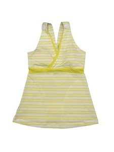 Lululemon Tank Top Shirt Padded Women Size 6 Stretch Nulux Yellow Striped Yoga - Picture 1 of 10
