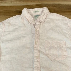 J.Crew Irish Linen Shirt Mens Medium Classic Fit Short Sleeve Pink Button Down - Picture 1 of 10